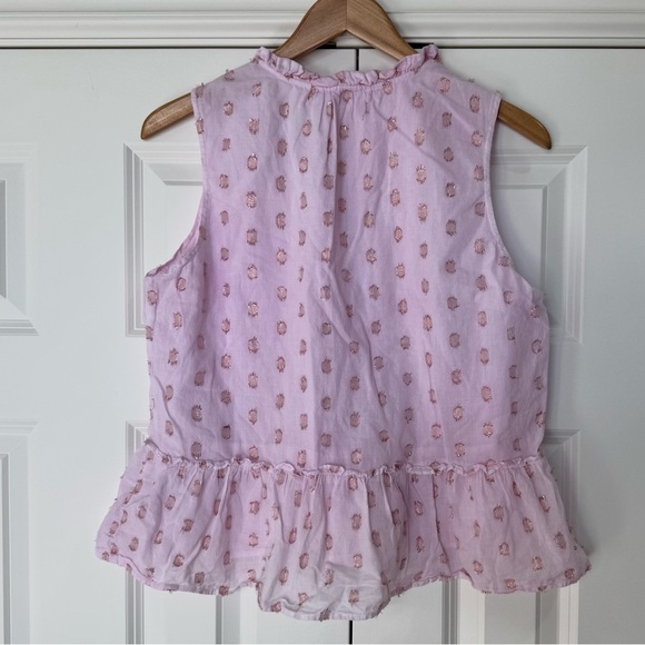 J. Crew Ruffle-neck top in shimmer dot Pink Women’s size Small - Picture 2 of 11